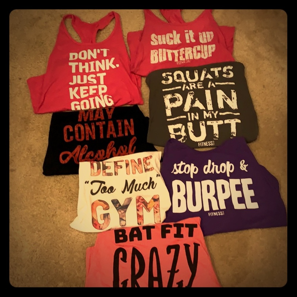 Lot of funny workout tanks